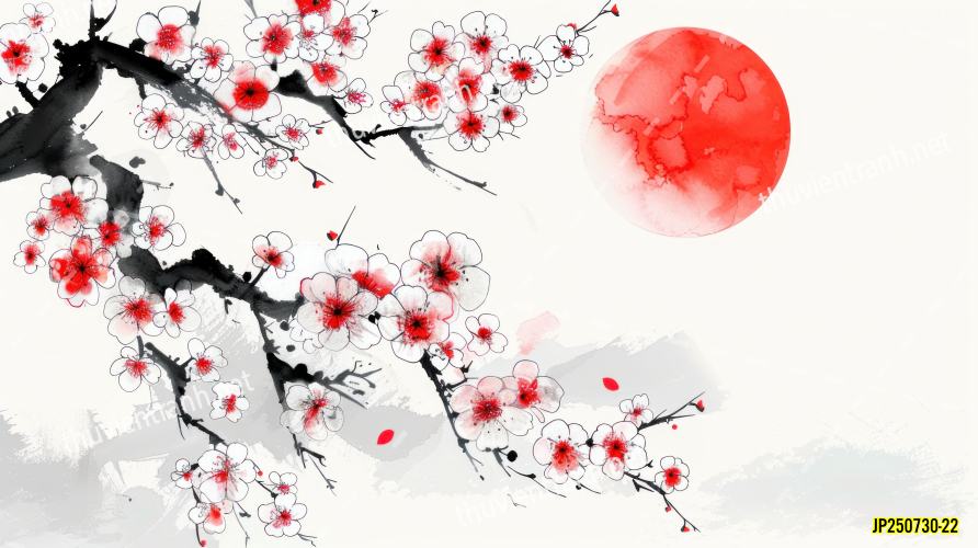 Tranh dán tường hoa phong cảnh  Nhật Bản-JP250730-22 - Tranh tường chất lượng cao
